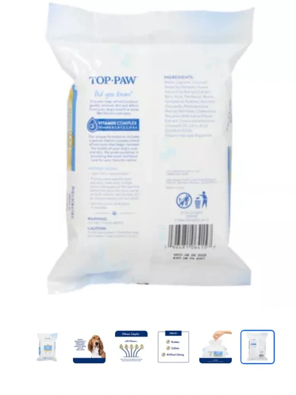Top Paw Ear & Eye Wipes - Blue, White, Yellow